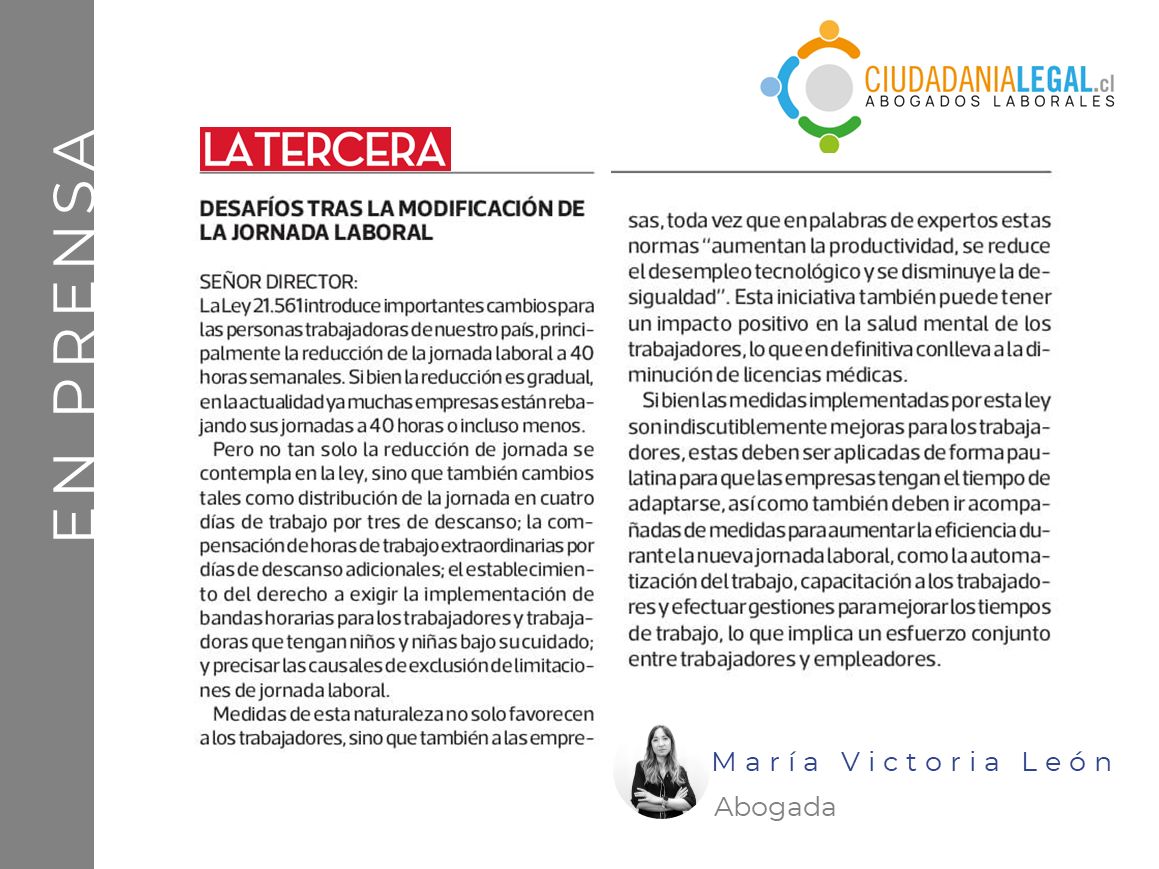 Carta al director: «Desafíos tras la modificación de la jornada laboral»